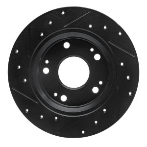Honda CR-Z Brake Rotor (1) - Rear Right - R1 Concepts - Drilled & Slotted - Black - `11-`15